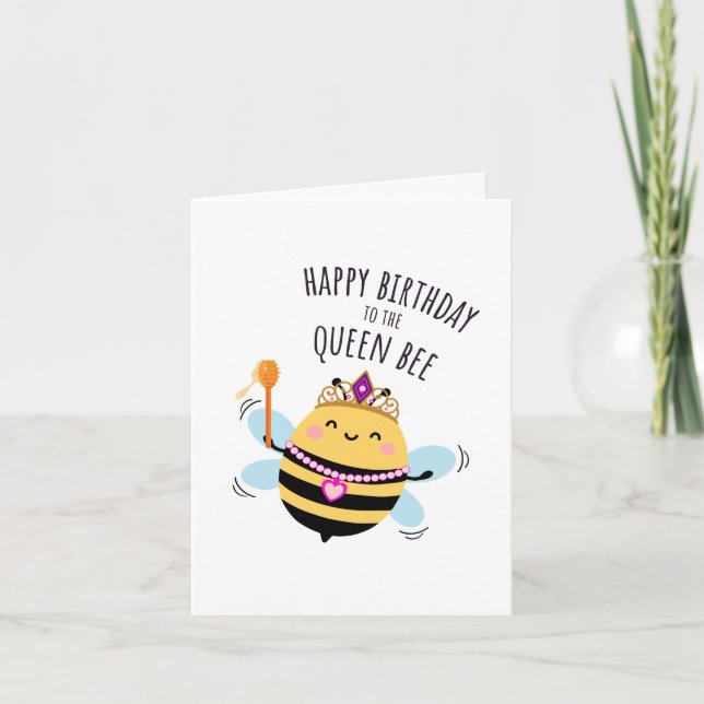 Bee Birthday Card - "Happy Birthday to the Queen!" Karte (Vorderseite)