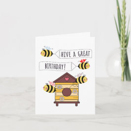 Bee Birthday Card - "Hive a Great Birthday!" Karte