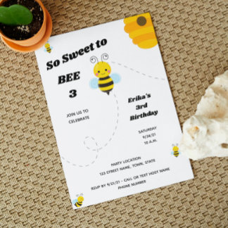 Bee Birthday Einladung