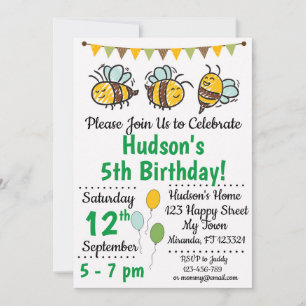 Bee Birthday Einladung