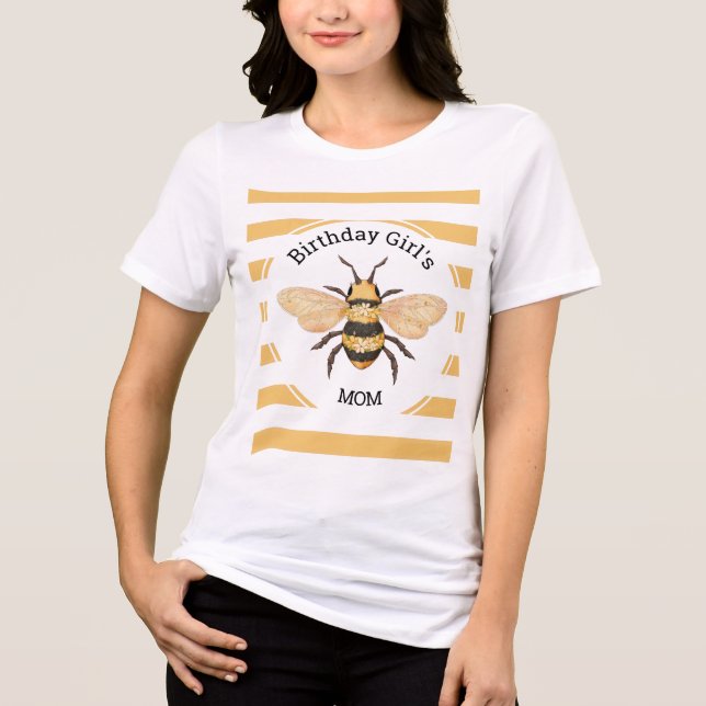 Bee Birthday Girl's Mom Party Tri-Blend Shirt (Vorderseite)