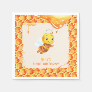 Bee Birthday Napkin - Custom Serviette