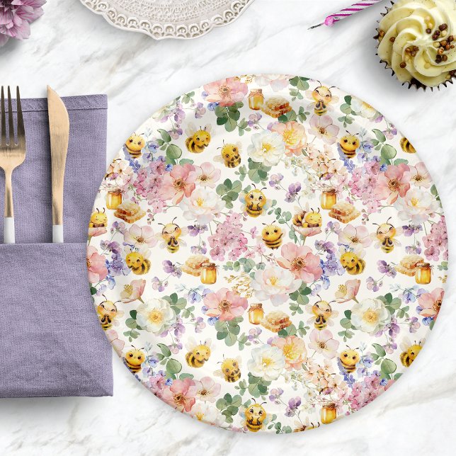 Bee Birthday Pappteller (Bee Birthday Paper Plates
)