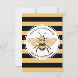 Bee Birthday Party Dankeskarte