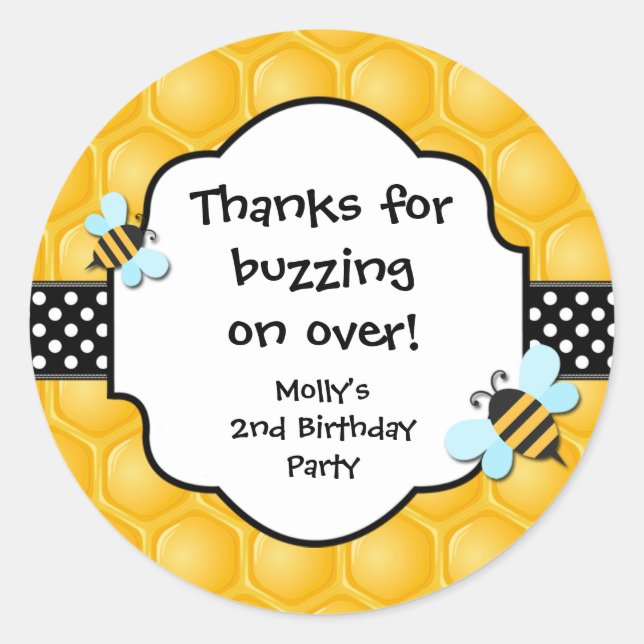 Bee Birthday Party Fevor Stickers (Vorderseite)