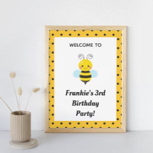 Bee Birthday Party Sign Poster