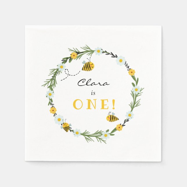 Bee Birthday Serviette (Vorderseite)