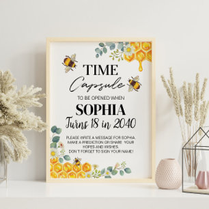 Bee Birthday Time Capsule sign Poster