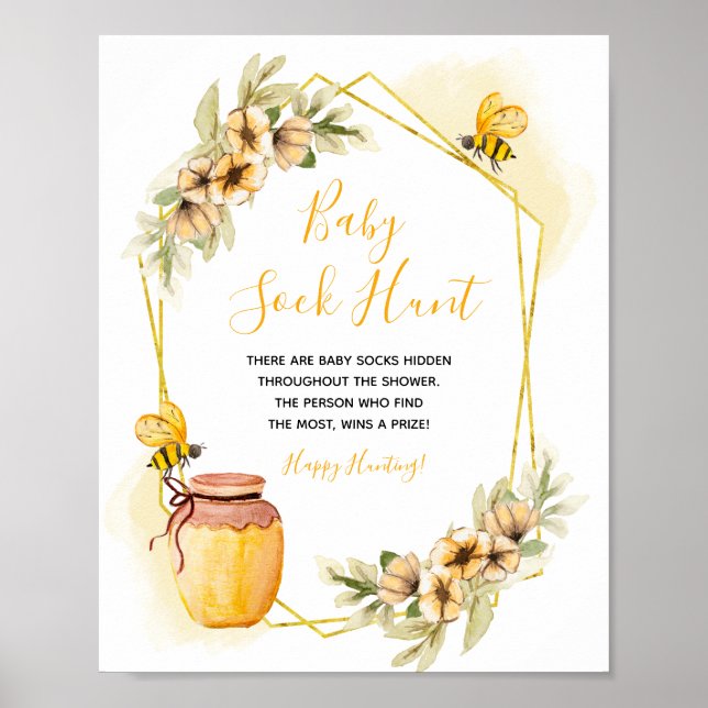 Bee Botanical Baby Sock Hunt Poster (Vorne)