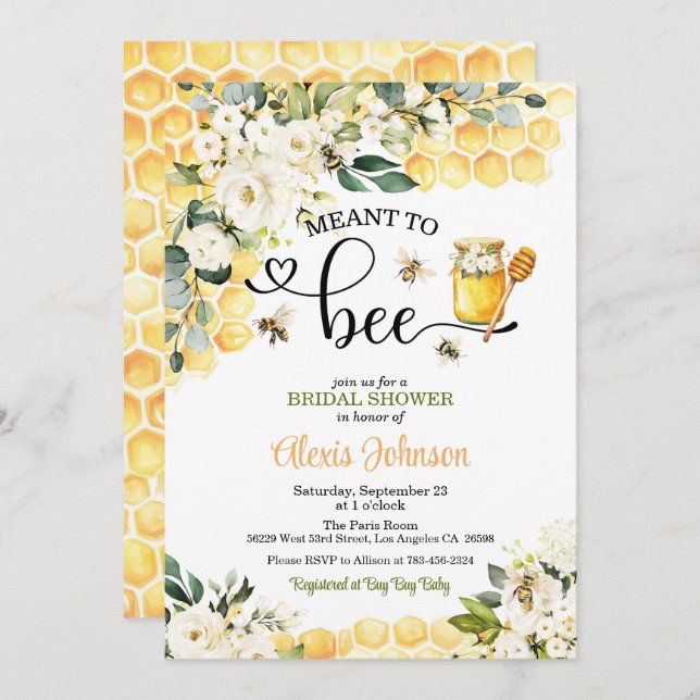 Bee Bridal Dusche Einladung (Vorne/Hinten)