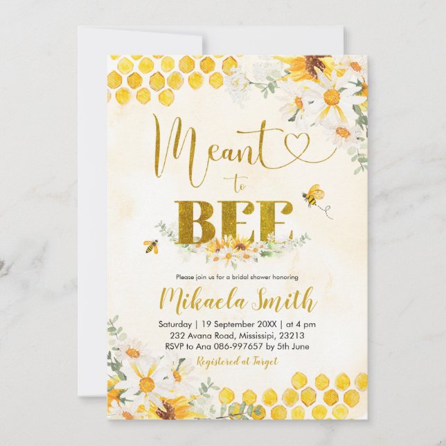 Bee Bridal Dusche Einladung (Vorderseite)
