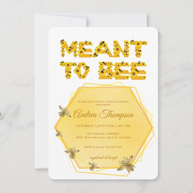 Bee Bridal Shower Einladung | Bedeutung für Bienen (Vorderseite)
