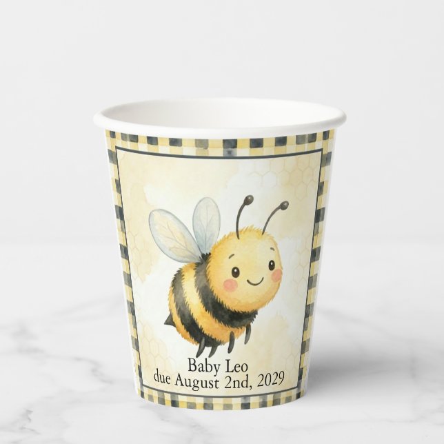 Bee Bug Boy Baby Shower Pappbecher (Vorderseite)