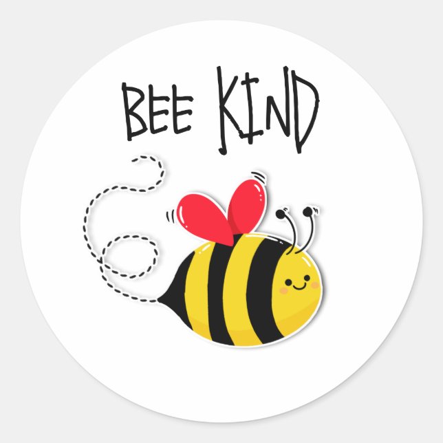 Bee Button Abzeichen Bee Kind Runder Aufkleber (Vorderseite)
