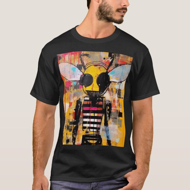 Bee Character Art Grunge Pop Art Insect Hybrid  T-Shirt (Vorderseite)