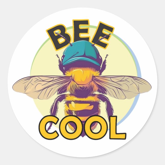 "Bee Cool" | Spaß und Trendy Runder Aufkleber (Vorderseite)