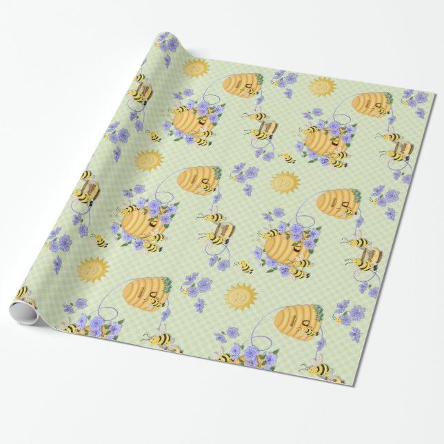 Bee Dance Floral Geschenkpapier (Ungerollt)