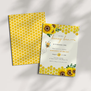 Bee Day Birthday Baby Girl Invitation Einladung