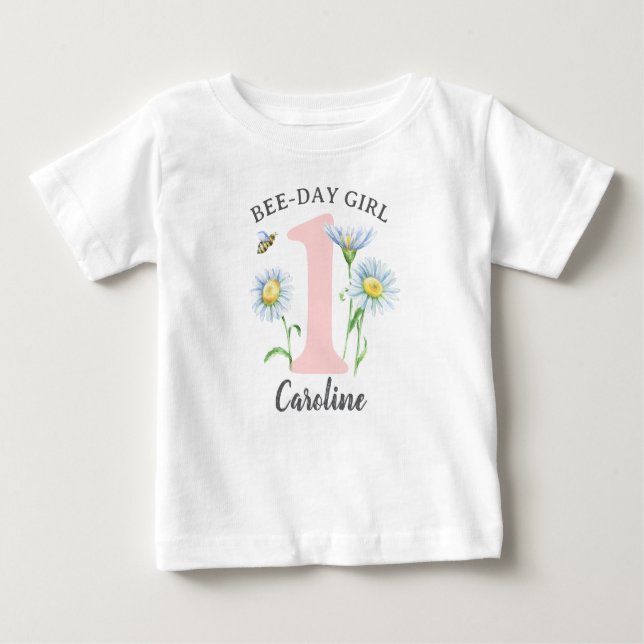 Bee-Day Girl Shirt with Pink and Daisies (Vorderseite)