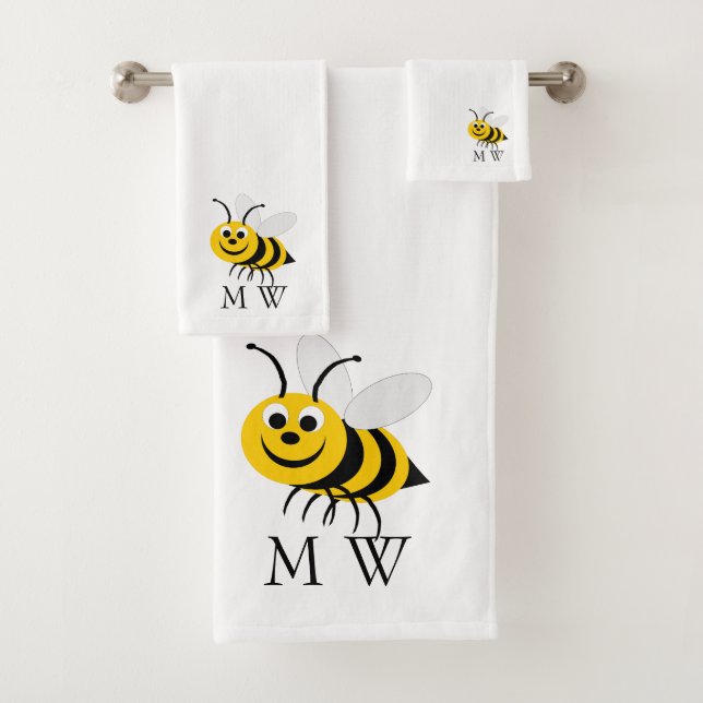 Bee Design Monogrammed Badhandtuch Set (Insitu)