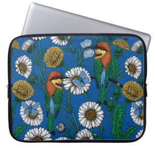 Bee eaters on blue laptopschutzhülle