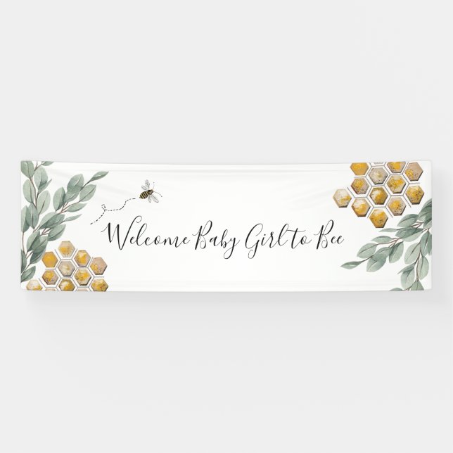 Bee Eucalyptus Baby Shower Banner (Horizontal)