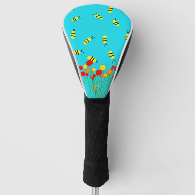 Bee Field blue sky Golf Driver Cover Headcover (Vorderseite)