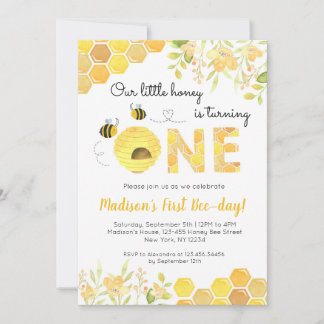 Bee First 1. Geburtstag Party Einladung Boy Girl