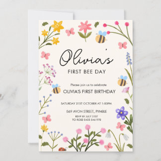 Bee First Birthday Einladung