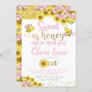 Bee First Birthday Einladung