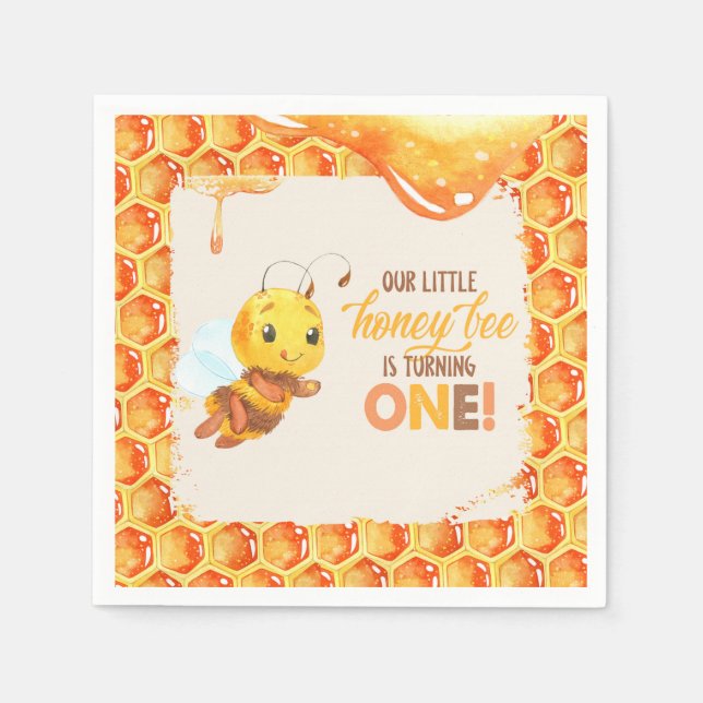 Bee First Birthday Napkin Serviette (Vorderseite)