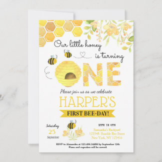 Bee First Birthday Party Einladungen Humble Bee