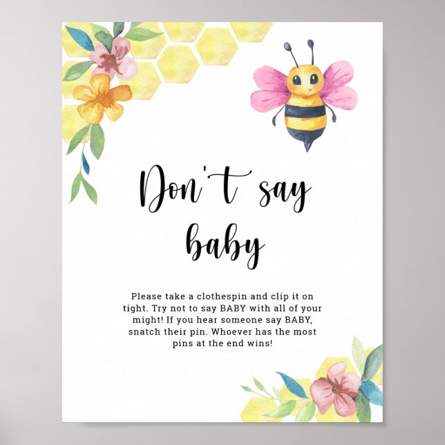 Bee floral - Don't say baby  Poster (Vorne)