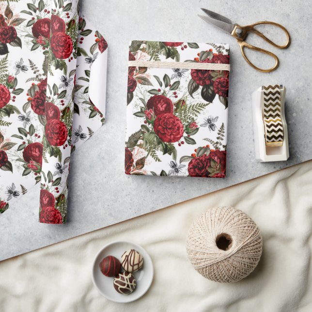 Bee Floral Elegant Geschenk Geschenkpapier (Kunsthandwerk)