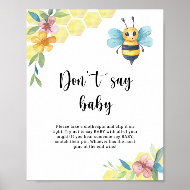 Bee floral - Sag kein Baby Poster (Vorne)