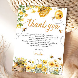 Bee Flower Yellow Birthday Dankeskarte