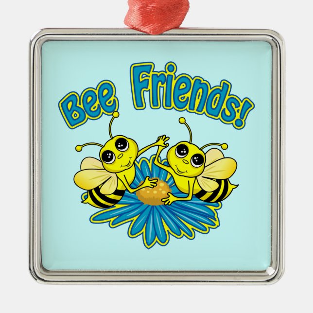 Bee Friends Silbernes Ornament (Vorne)