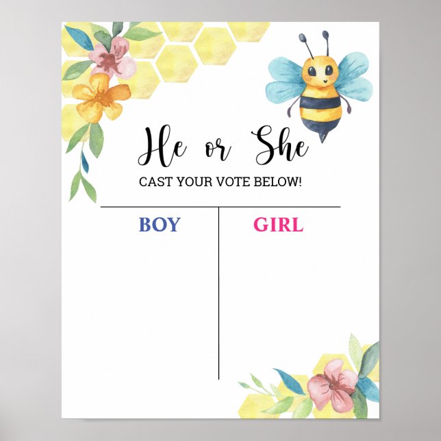 Bee Gender Reveal Voting Board Poster (Vorne)