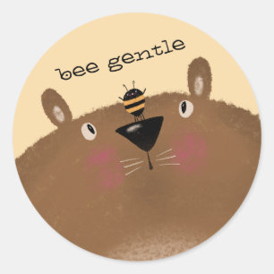 Bee Gentle Runder Aufkleber