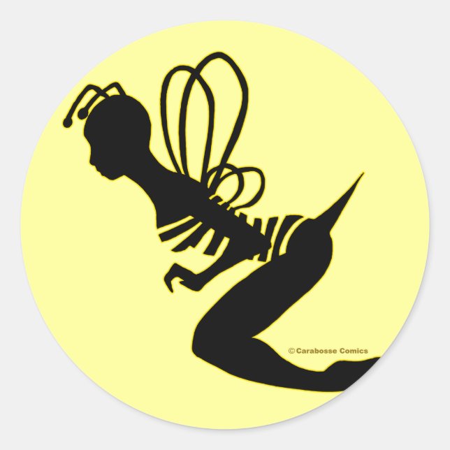 Bee Girl Silhouette Sticker (Vorderseite)