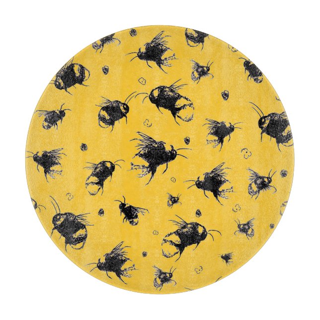 Bee Glass Chopping Board - Natur Lover Kitchen Gi Schneidebrett (Vorderseite)