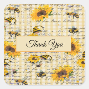 Bee Gnome Sonnenblume Quadratischer Aufkleber