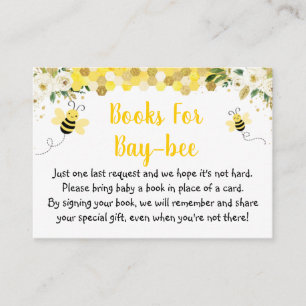 Bee Gold Floral Baby Shower Buchanfrage Begleitkarte