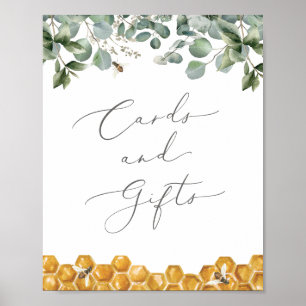 Bee Greenery Baby Shower Cards and Gifts Sign Poster