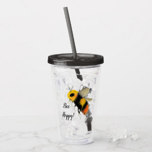 Bee Happy Acrylic Tumbler Acryltrinkbecher