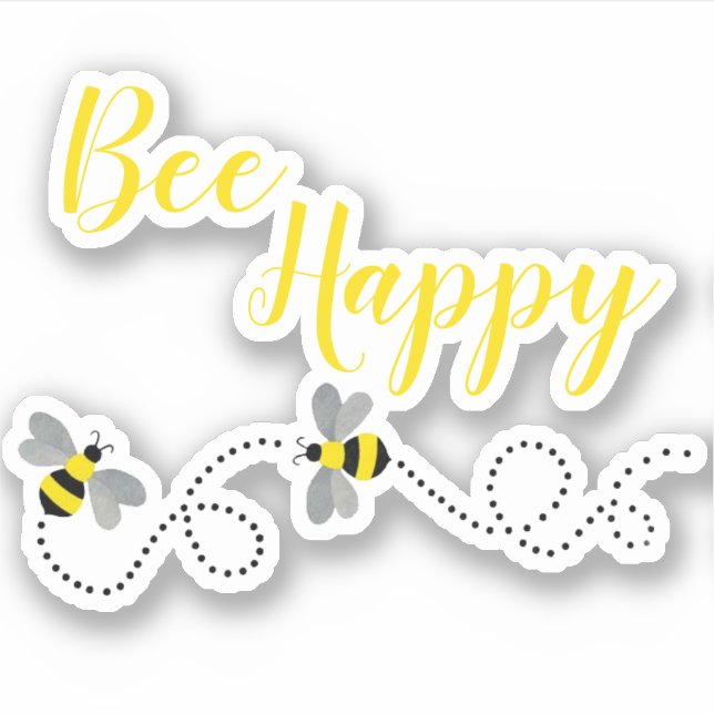 Bee Happy | Aufkleber für Vinyl-Selbstschnitt (Vorderseite)
