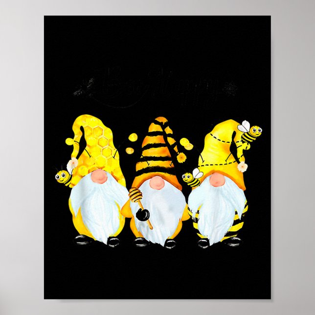 Bee Happy Bee Gnome Spring  Poster (Vorne)