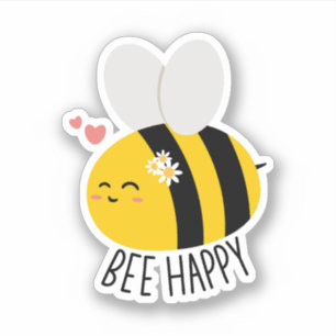 Bee Happy, Bee Inspirational Happy Motivierend Aufkleber