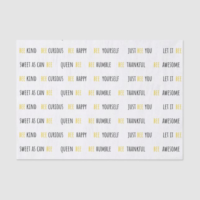 Bee Happy Bee Kind Tissue Paper Seidenpapier (Vorderseite)