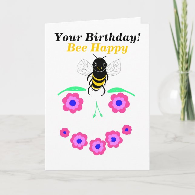 Bee Happy Birthday Card anpassen Karte (Vorderseite)